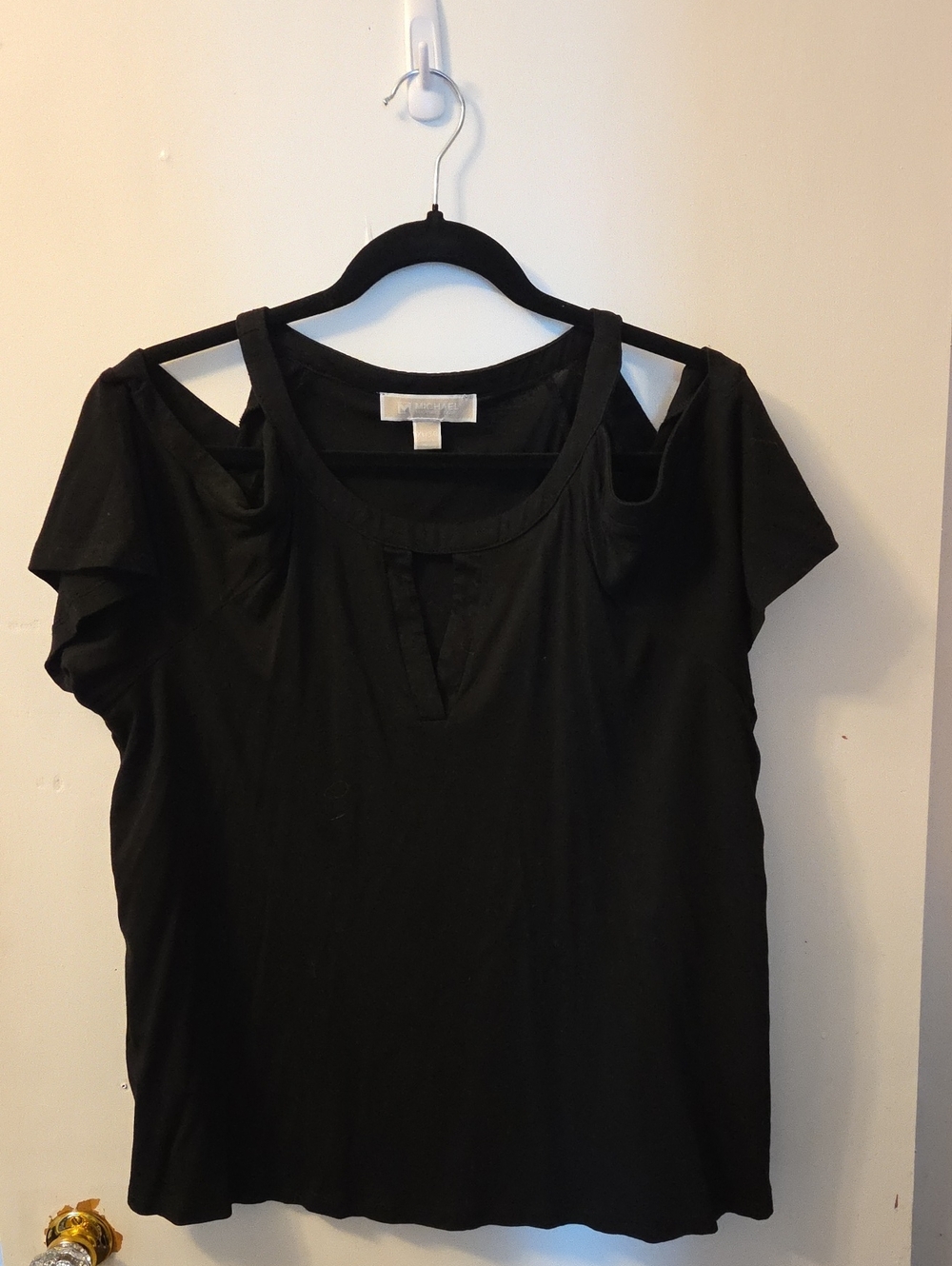 Michael Kors Cold-Shoulder Black Short Sleeve Tee